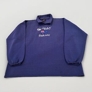 Vintage D'Arcy Blue Fleece Collared Pullover Sweater XL - 90s